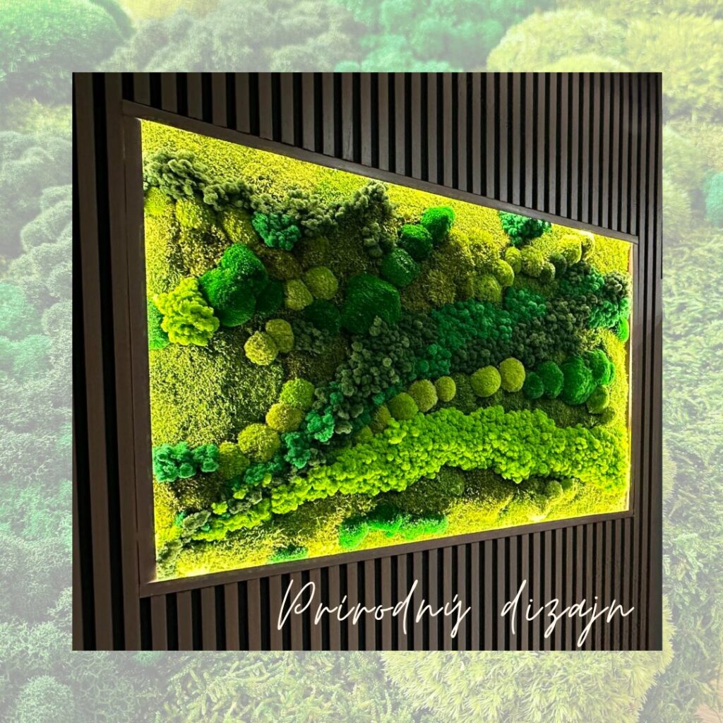 Machový panel na mieru formou jedinečnej machovej krajinky. Štýlový a moderný dizajnový doplnok do každej domácnosti. 